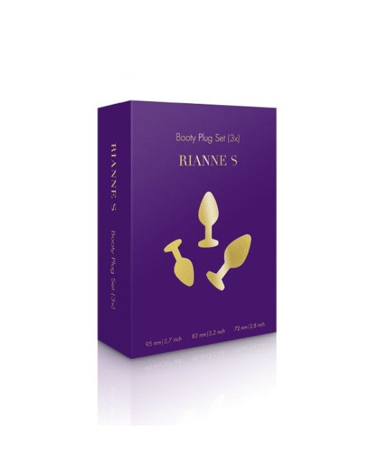 Набір силіконових анальних пробок із кристалом Rianne S: Booty Plug Set Black, діаметр 2,7см, 3,5см, Набір силіконових анальних пробок із кристалом Rianne S: Booty Plug Set Black, діаметр 2,7см, 3,5см,