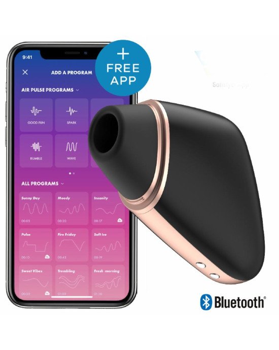 Вакуумний кліторальний стимулятор Satisfyer Love Triangle Black з керуванням через інтернет