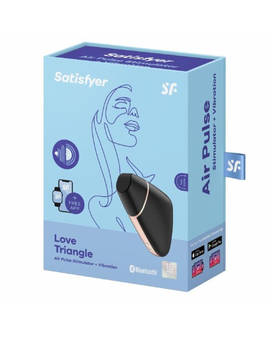 Вакуумний кліторальний стимулятор Satisfyer Love Triangle Black з керуванням через інтернет