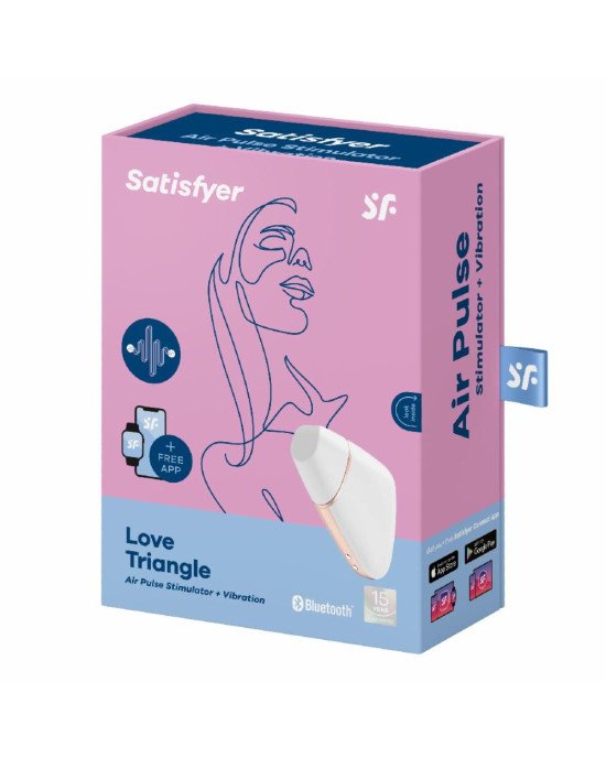 Вакуумний кліторальний стимулятор Satisfyer Love Triangle White з керуванням через інтернет Вакуумний кліторальний стимулятор Satisfyer Love Triangle White з керуванням через інтернет