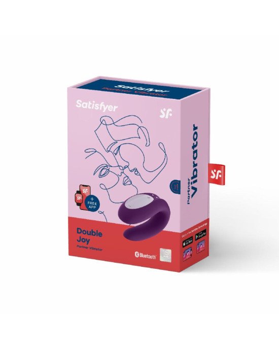 Смарт-вібратор для пар Satisfyer Double Joy Violet із широким кліторальним стимулятором Смарт-вібратор для пар Satisfyer Double Joy Violet із широким кліторальним стимулятором