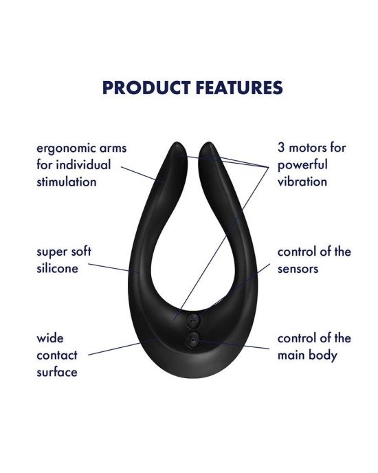 Вібратор для пар Satisfyer Endless Joy Black, 3 незалежні мотори, багатофункціональний Вібратор для пар Satisfyer Endless Joy Black, 3 незалежні мотори, багатофункціональний