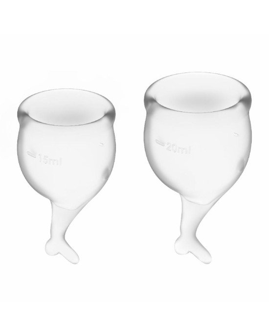 Набір менструальних чаш Satisfyer Feel Secure (transparent), 15мл і 20мл, мішечок для зберігання