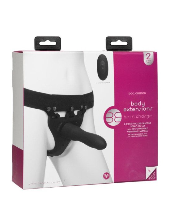Страпон унісекс з вібрацією Doc Johnson Body Extensions - BE IN CHARGE, порожня насадка Страпон унісекс з вібрацією Doc Johnson Body Extensions - BE IN CHARGE, порожня насадка