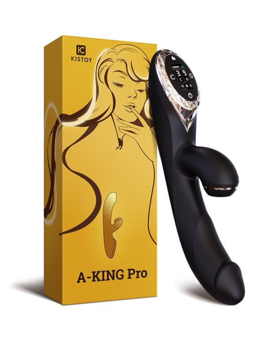 Вакуумний вібратор-кролик з підігрівом KisToy A-King Pro Black, з LED-екраном Вакуумний вібратор-кролик з підігрівом KisToy A-King Pro Black, з LED-екраном