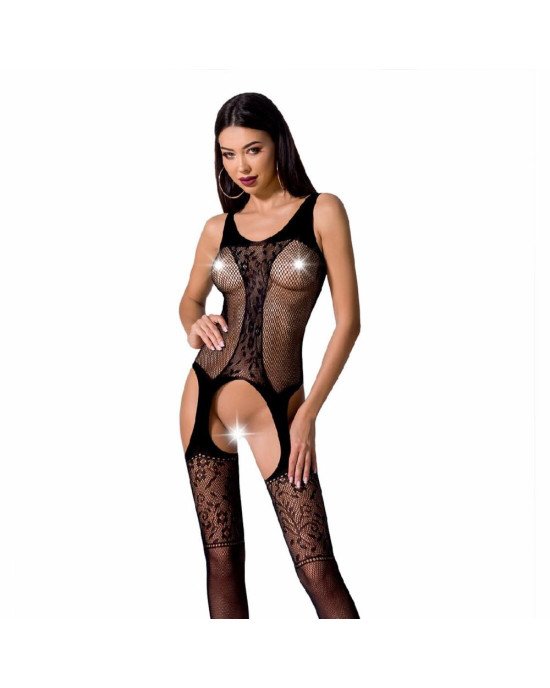 Бодістокінг з імітацією панчіх і ажурною вставкою Passion BS072 black Бодістокінг з імітацією панчіх і ажурною вставкою Passion BS072 black