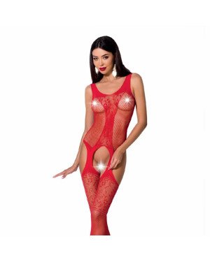 Бодістокінг з імітацією панчох і ажурною вставкою Passion BS072 red