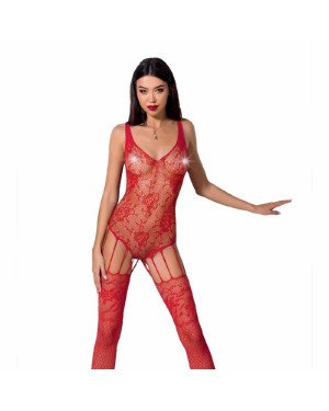 Ажурний бодістокінг з імітацією панчіх Passion BS074 red
