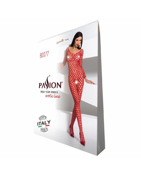 Бодістокінг з крупною сіткою Passion BS077 red Бодістокінг з крупною сіткою Passion BS077 red