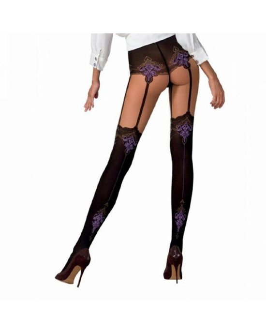 Колготки з ефектом панчох на підв'язках PassionTI112 nero-violet 1/2 (60/20 den) Колготки з ефектом панчох на підв'язках PassionTI112 nero-violet 1/2 (60/20 den)