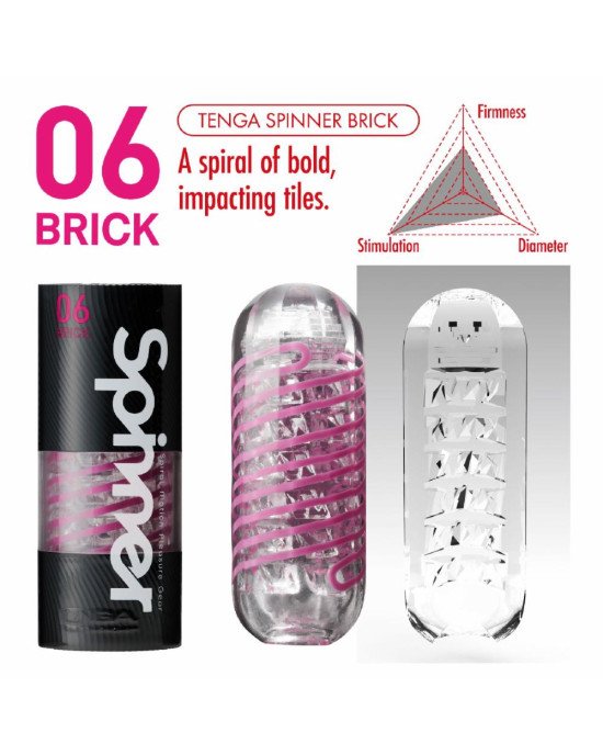 Мастурбатор Tenga Spinner 06 Brick з пружною стимулювальною спіраллю всередині Мастурбатор Tenga Spinner 06 Brick з пружною стимулювальною спіраллю всередині