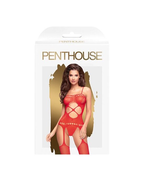 Бодістокінг з вирізом на животику Penthouse - Hot Nightfall Red S/L Бодістокінг з вирізом на животику Penthouse - Hot Nightfall Red S/L