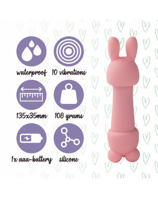 Міні-вібратор FeelzToys Mister Bunny Pink з двома насадками Міні-вібратор FeelzToys Mister Bunny Pink з двома насадками