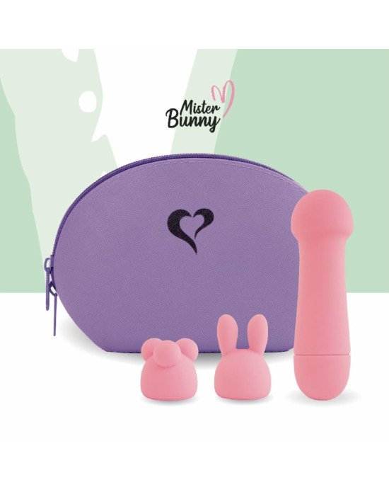 Міні-вібратор FeelzToys Mister Bunny Pink з двома насадками Міні-вібратор FeelzToys Mister Bunny Pink з двома насадками