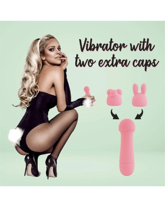 Міні-вібратор FeelzToys Mister Bunny Pink з двома насадками Міні-вібратор FeelzToys Mister Bunny Pink з двома насадками