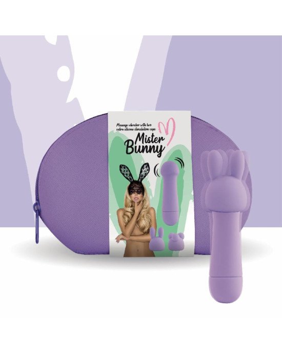 Міні-вібратор FeelzToys Magic Bunny Purple з двома насадками Міні-вібратор FeelzToys Magic Bunny Purple з двома насадками