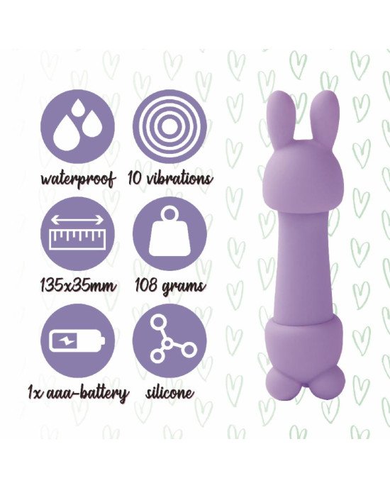 Міні-вібратор FeelzToys Magic Bunny Purple з двома насадками Міні-вібратор FeelzToys Magic Bunny Purple з двома насадками
