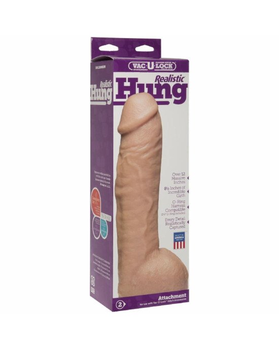 Фалоімітатор Doc Johnson Realistic Hung - Vanilla, Vac-U-Lock, діаметр 7 см Фалоімітатор Doc Johnson Realistic Hung - Vanilla, Vac-U-Lock, діаметр 7 см