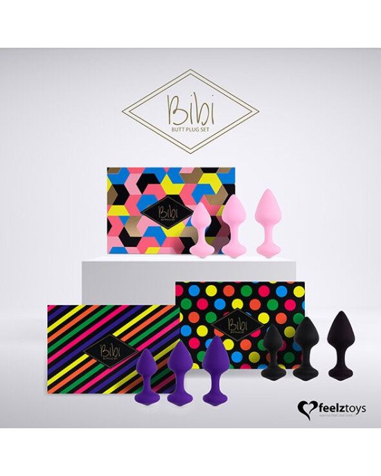Набір силіконових анальних пробок FeelzToys - Bibi Butt Plug Set 3 pcs Pink Набір силіконових анальних пробок FeelzToys - Bibi Butt Plug Set 3 pcs Pink