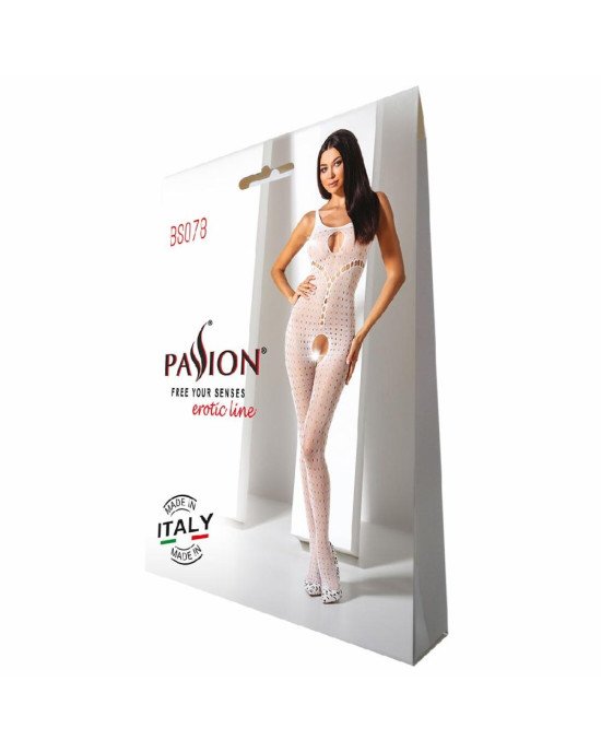 Бодістокінг з доступом до інтимних місць Passion BS078 white Бодістокінг з доступом до інтимних місць Passion BS078 white