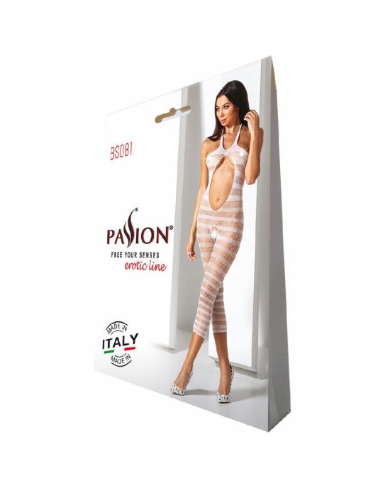 Сітчастий бодістокінг з відкритим животом Passion BS081 white
