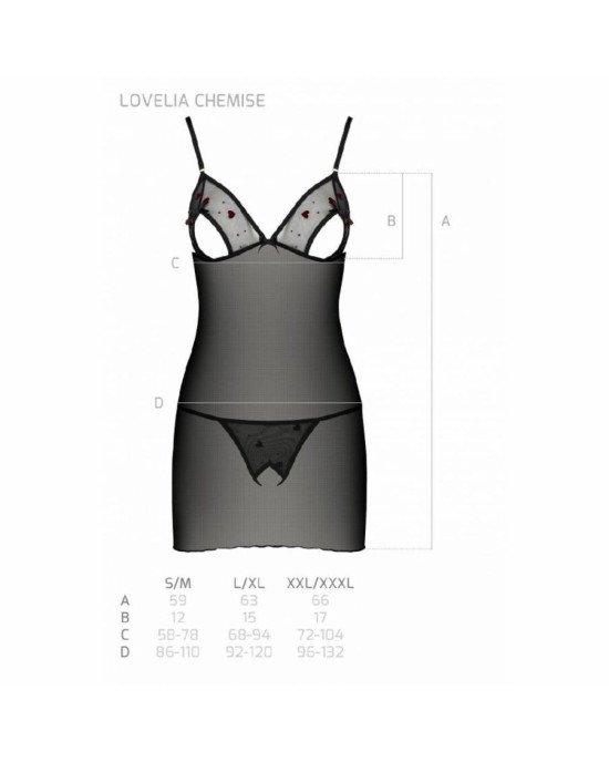 Сорочка з вирізами на грудях + стрінги LOVELIA CHEMISE black L/XL - Passion Сорочка з вирізами на грудях + стрінги LOVELIA CHEMISE black L/XL - Passion