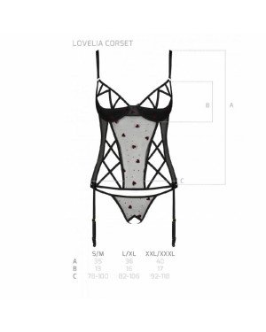 Корсет з підв'язками + стрінги LOVELIA CORSET black S/M - Passion Корсет з підв'язками + стрінги LOVELIA CORSET black S/M - Passion