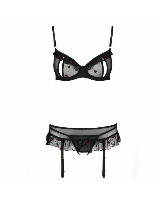 Сексуальний комплект з поясом для панчіх LOVELIA SET black XXL/XXXL - Passion