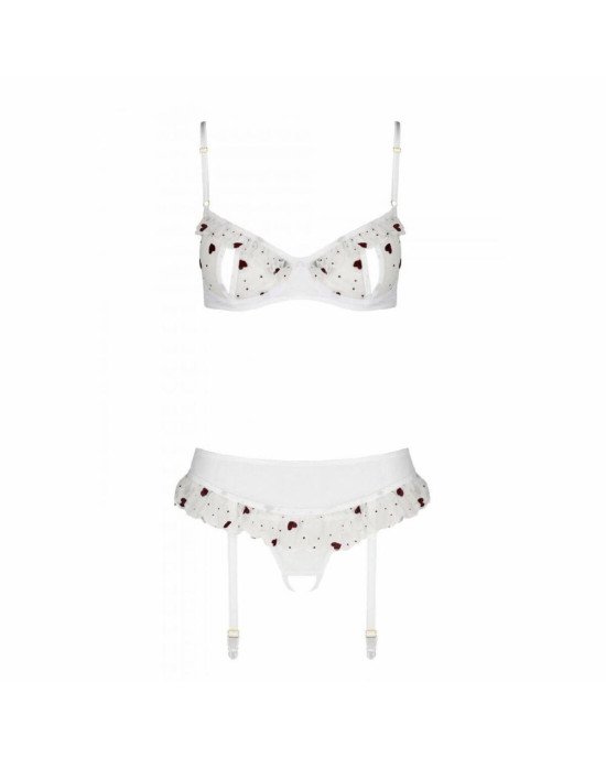 Сексуальний комплект з поясом для панчіх LOVELIA SET white XXL/XXXL - Passion