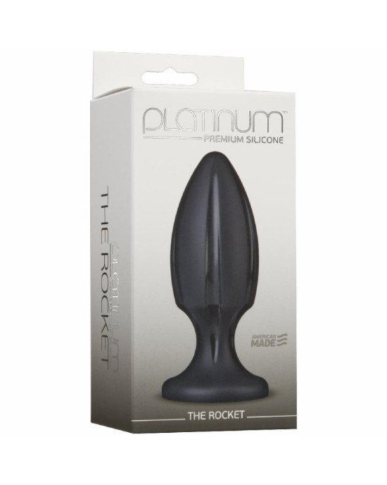 Анальний плаг із каналами для змащення Doc Johnson Platinum Premium Silicone — The Rocket — Black Анальний плаг із каналами для змащення Doc Johnson Platinum Premium Silicone — The Rocket — Black