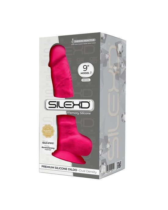 Фалоімітатор SilexD Tomas Pink (MODEL 1 size 9in), двошаровий, силікон + Silexpan, діаметр 4,9см