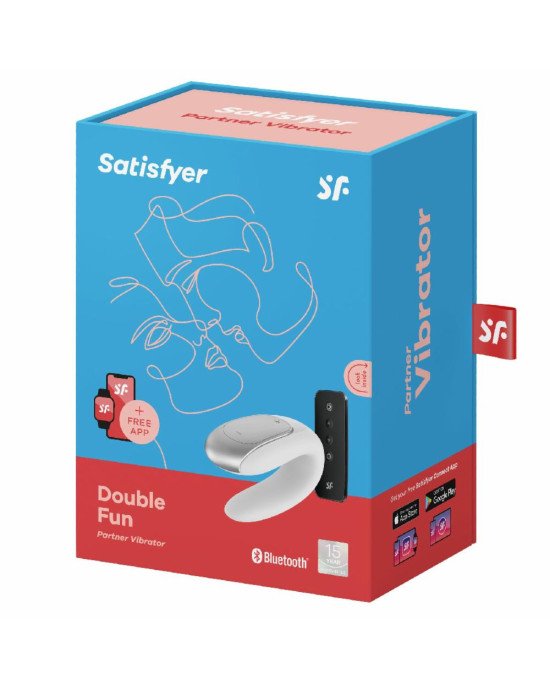 Смартвібратор для пар Satisfyer Double Fun (White) з пультом ДК Смартвібратор для пар Satisfyer Double Fun (White) з пультом ДК