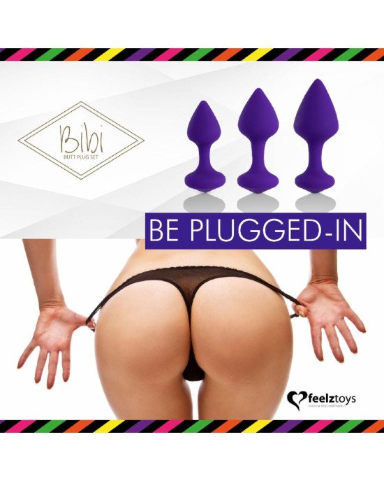 Набір силіконових анальних пробок FeelzToys - Bibi Butt Plug Set 3 pcs Purple