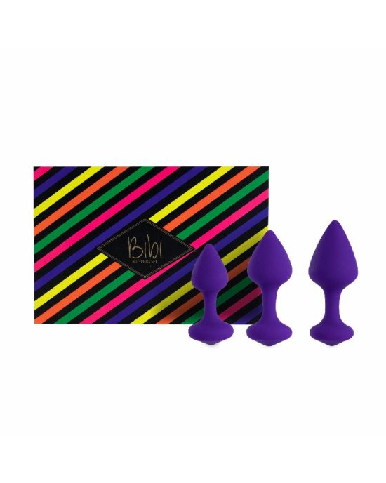 Набір силіконових анальних пробок FeelzToys - Bibi Butt Plug Set 3 pcs Purple