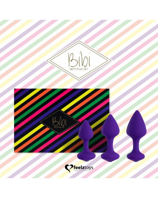 Набір силіконових анальних пробок FeelzToys - Bibi Butt Plug Set 3 pcs Purple
