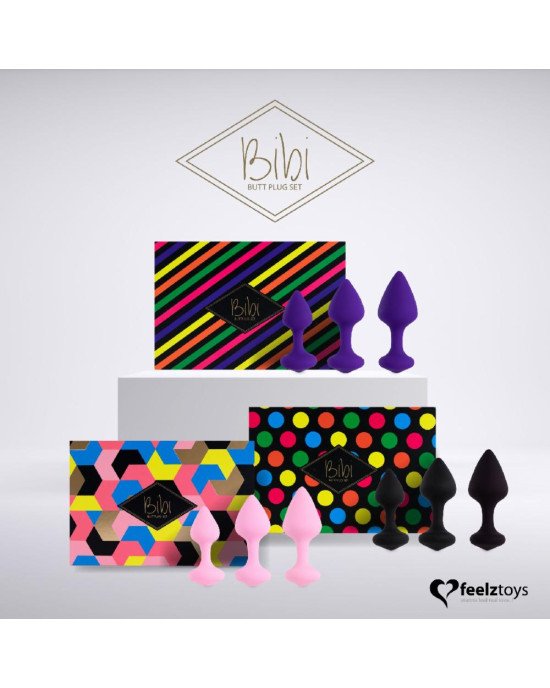 Набір силіконових анальних пробок FeelzToys - Bibi Butt Plug Set 3 pcs Purple