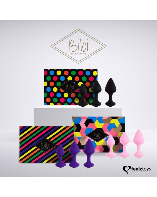 Набір силіконових анальних пробок FeelzToys - Bibi Butt Plug Set 3 pcs Black Набір силіконових анальних пробок FeelzToys - Bibi Butt Plug Set 3 pcs Black