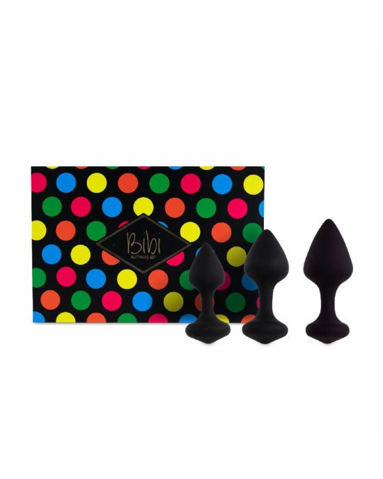 Набір силіконових анальних пробок FeelzToys - Bibi Butt Plug Set 3 pcs Black Набір силіконових анальних пробок FeelzToys - Bibi Butt Plug Set 3 pcs Black