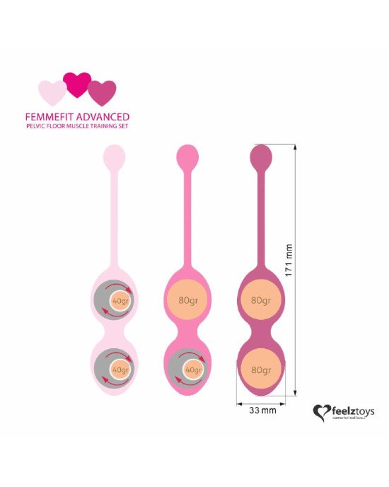 Набір вагінальних кульок для просунутих FeelzToys - FemmeFit Advanced Pelvic Muscle Training Set Набір вагінальних кульок для просунутих FeelzToys - FemmeFit Advanced Pelvic Muscle Training Set