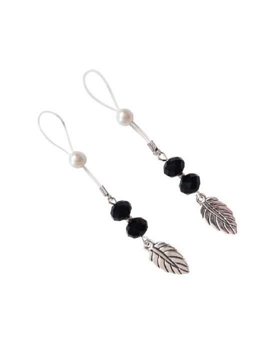 Сексуальні прикраси для сосків із листочком Nipple Jewelry Leaf, колір чорний Сексуальні прикраси для сосків із листочком Nipple Jewelry Leaf, колір чорний