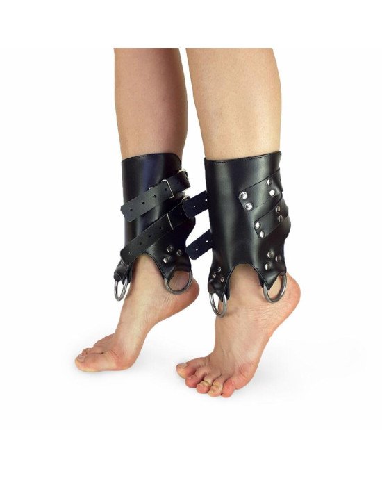 Поножі манжети для подвіса за ноги Leg Cuffs, натуральна шкіра, колір чорний Поножі манжети для подвіса за ноги Leg Cuffs, натуральна шкіра, колір чорний