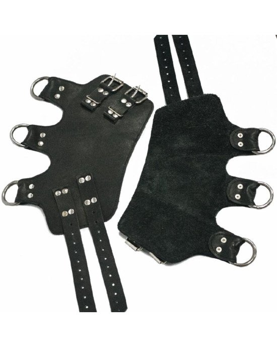 Поножі манжети для подвіса за ноги Leg Cuffs, натуральна шкіра, колір чорний Поножі манжети для подвіса за ноги Leg Cuffs, натуральна шкіра, колір чорний
