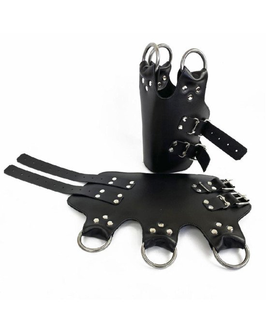 Поножі манжети для подвіса за ноги Leg Cuffs, натуральна шкіра, колір чорний Поножі манжети для подвіса за ноги Leg Cuffs, натуральна шкіра, колір чорний