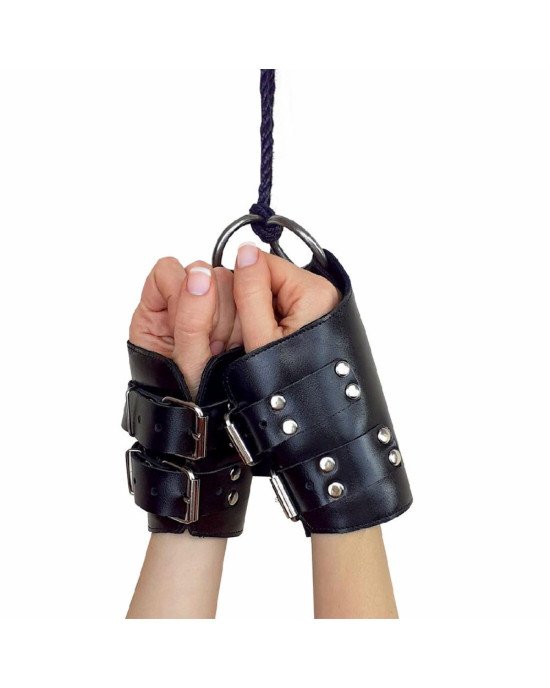 Манжети для підвісу за руки Kinky Hand Cuffs For Suspension з натуральної шкіри, колір чорний Манжети для підвісу за руки Kinky Hand Cuffs For Suspension з натуральної шкіри, колір чорний