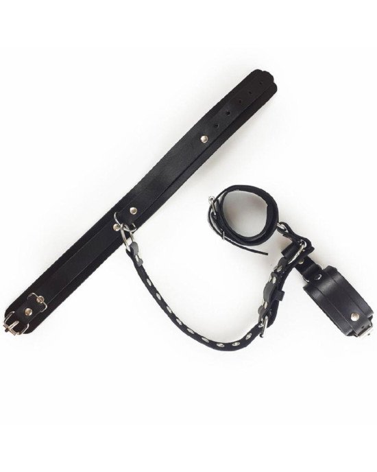 Фіксатори для шиї та рук Art of Sex - Bondage Set з натуральної шкіри, колір чорний Фіксатори для шиї та рук Art of Sex - Bondage Set з натуральної шкіри, колір чорний