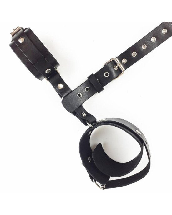 Фіксатори для шиї та рук Art of Sex - Bondage Set з натуральної шкіри, колір чорний Фіксатори для шиї та рук Art of Sex - Bondage Set з натуральної шкіри, колір чорний