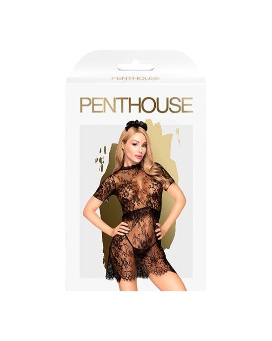 Комплект cукня з баскою, прикрасою та стрінгами Penthouse - Poison Cookie Black L/XL Комплект cукня з баскою, прикрасою та стрінгами Penthouse - Poison Cookie Black L/XL