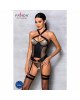 Сітчастий комплект корсет з халтером, зйомні підв'язки та трусики Amanda Corset black L/XL - Passion Сітчастий комплект корсет з халтером, зйомні підв'язки та трусики Amanda Corset black L/XL - Passion