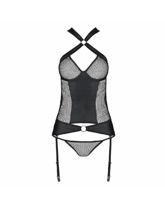 Сітчастий комплект корсет з халтером, зйомні підв'язки та трусики Amanda Corset black S/M - Passion Сітчастий комплект корсет з халтером, зйомні підв'язки та трусики Amanda Corset black S/M - Passion