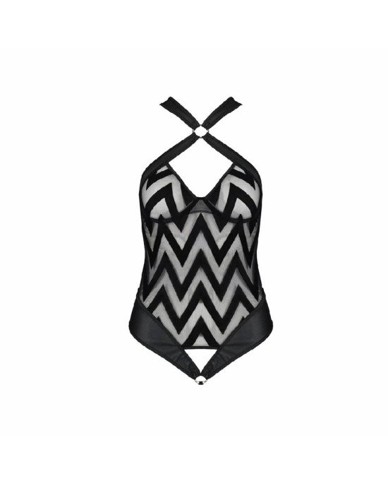 Сітчастий боді з халтером та ритмічним малюнком Hima Body black S/M - Passion